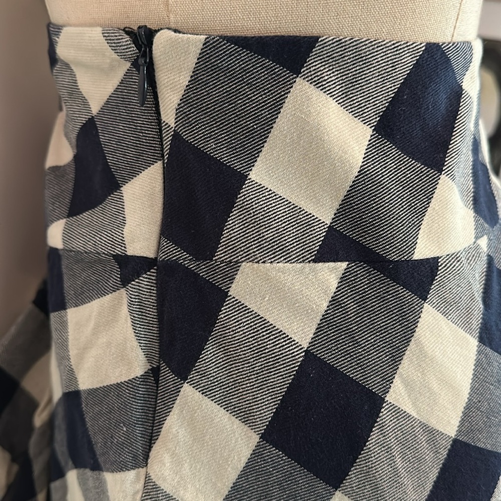 Lauren Ralph Lauren | buffalo plaid | asymmetrical | navy white | ruffle | skirt - Picture 11 of 16
